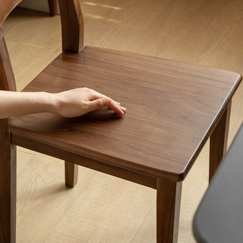 Traditional Vintage Square Rectangular Walnut Dining Chair Backrest For Dining Room