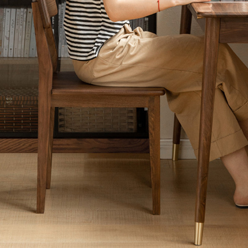 Traditional Vintage Square Rectangular Walnut Dining Chair Backrest For Dining Room