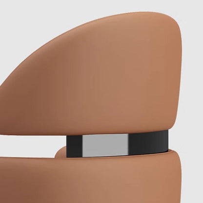 Modern Minimalist Square Curved Metal Leather Dining Chair Backrest Armrest For Dining Room