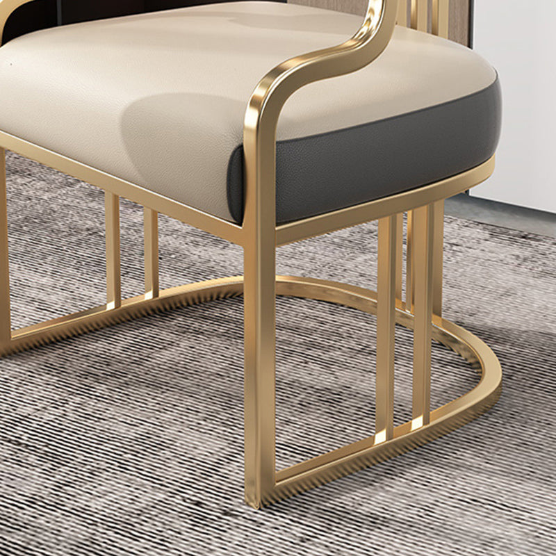Modern Luxury Curved Semicircle Metal Leather Dining Chair Backrest Armrest For Dining Room