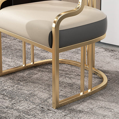 Modern Luxury Curved Semicircle Metal Leather Dining Chair Backrest Armrest For Dining Room
