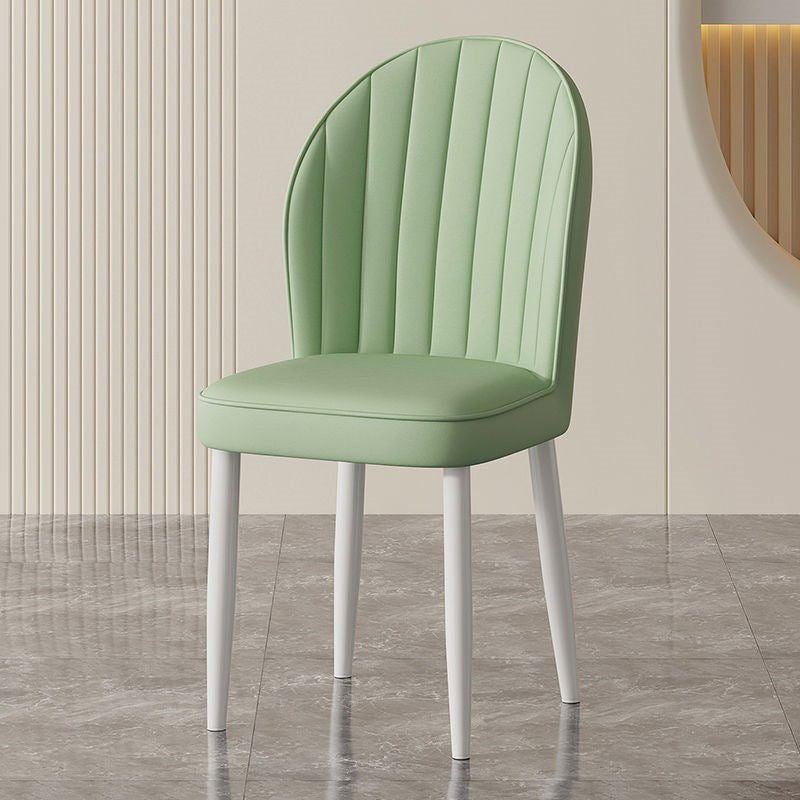 Contemporary Nordic Shell Square Oval Carbon Steel Faux Leather Dining Chair Backrest For Dining Room