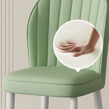 Contemporary Nordic Shell Square Oval Carbon Steel Faux Leather Dining Chair Backrest For Dining Room