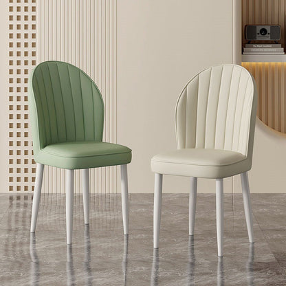 Contemporary Nordic Shell Square Oval Carbon Steel Faux Leather Dining Chair Backrest For Dining Room