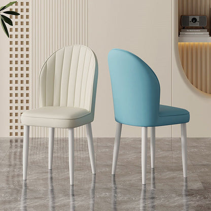 Contemporary Nordic Shell Square Oval Carbon Steel Faux Leather Dining Chair Backrest For Dining Room