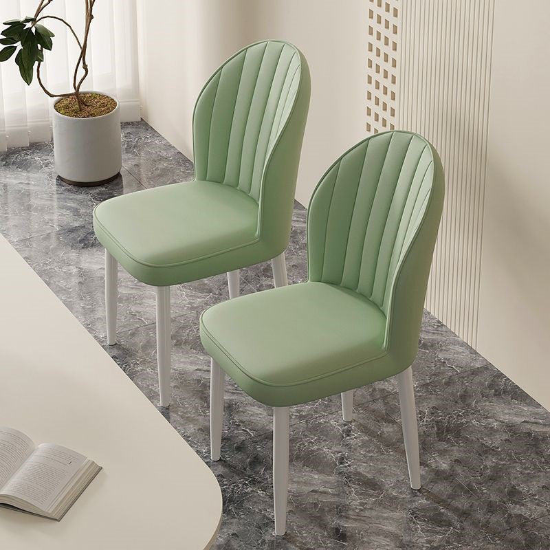 Contemporary Nordic Shell Square Oval Carbon Steel Faux Leather Dining Chair Backrest For Dining Room