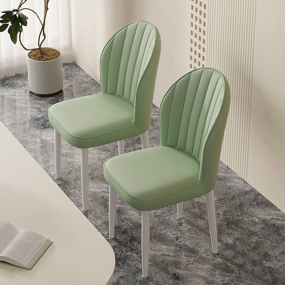 Contemporary Nordic Shell Square Oval Carbon Steel Faux Leather Dining Chair Backrest For Dining Room