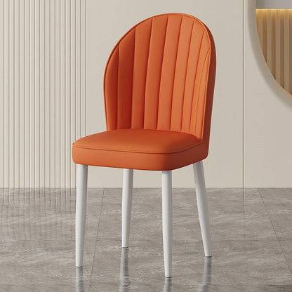 Contemporary Nordic Shell Square Oval Carbon Steel Faux Leather Dining Chair Backrest For Dining Room