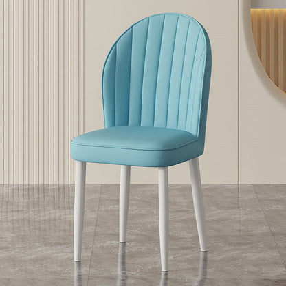 Contemporary Nordic Shell Square Oval Carbon Steel Faux Leather Dining Chair Backrest For Dining Room