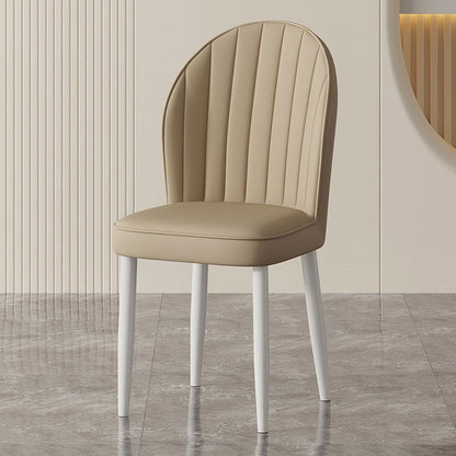 Contemporary Nordic Shell Square Oval Carbon Steel Faux Leather Dining Chair Backrest For Dining Room