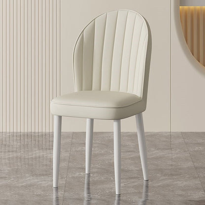 Contemporary Nordic Shell Square Oval Carbon Steel Faux Leather Dining Chair Backrest For Dining Room