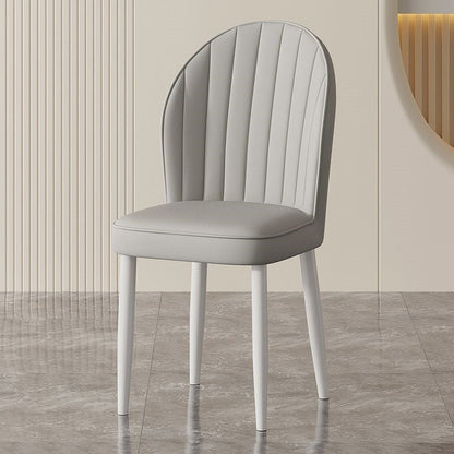 Contemporary Nordic Shell Square Oval Carbon Steel Faux Leather Dining Chair Backrest For Dining Room