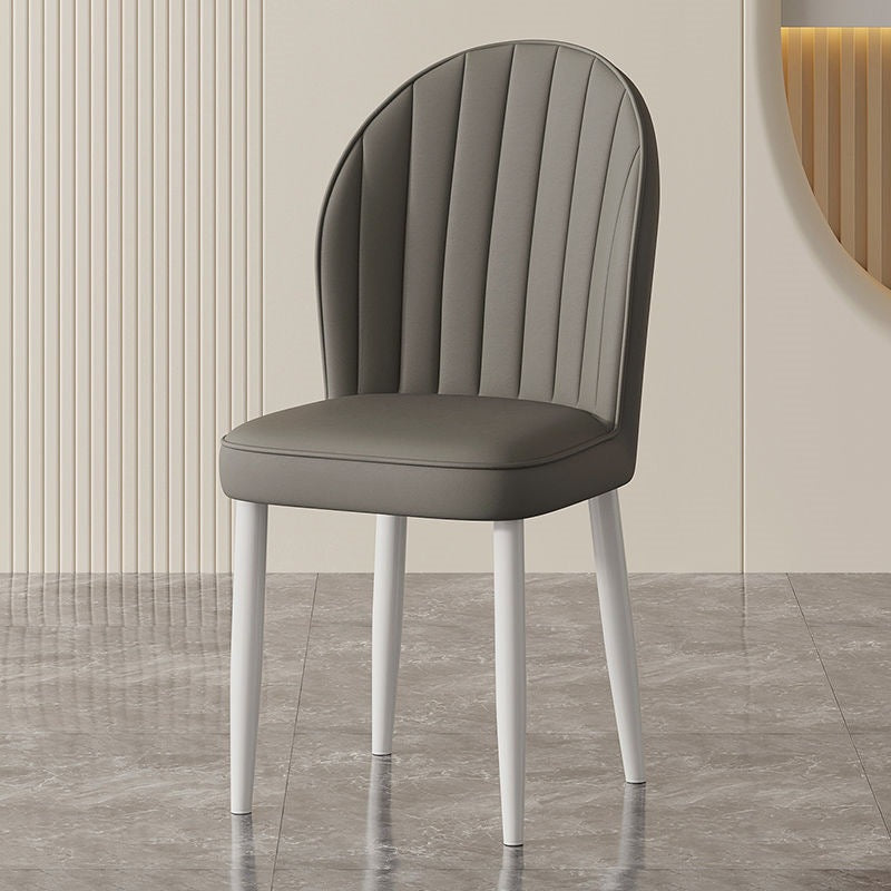 Contemporary Nordic Shell Square Oval Carbon Steel Faux Leather Dining Chair Backrest For Dining Room