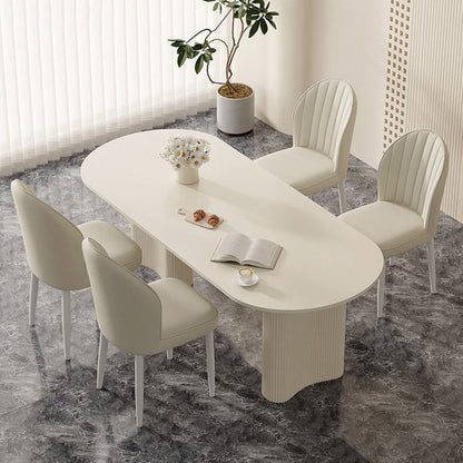 Contemporary Nordic Shell Square Oval Carbon Steel Faux Leather Dining Chair Backrest For Dining Room