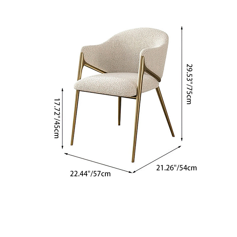 Modern Minimalist Square Curve Stainless Steel Lambswool Velvet Dining Chair Backrest Armrest For Dining Room