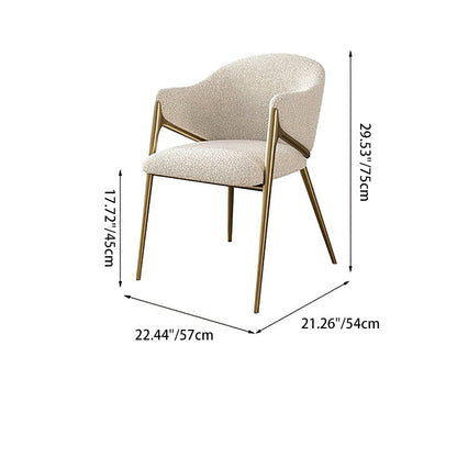 Modern Minimalist Square Curve Stainless Steel Lambswool Velvet Dining Chair Backrest Armrest For Dining Room