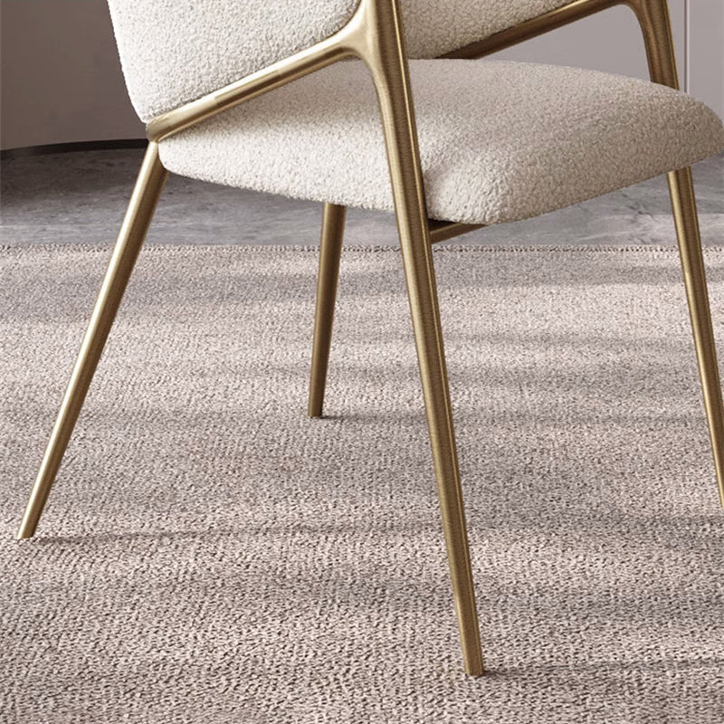 Modern Minimalist Square Curve Stainless Steel Lambswool Velvet Dining Chair Backrest Armrest For Dining Room