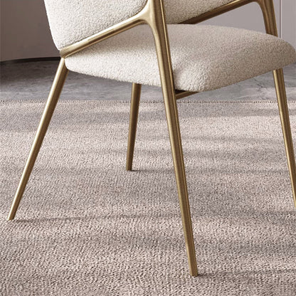 Modern Minimalist Square Curve Stainless Steel Lambswool Velvet Dining Chair Backrest Armrest For Dining Room