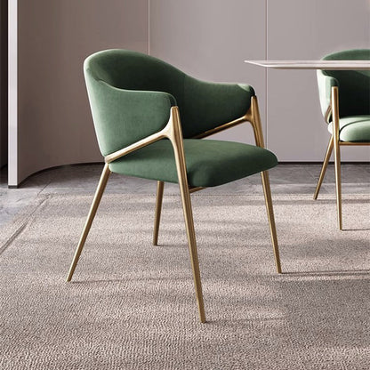 Modern Minimalist Square Curve Stainless Steel Lambswool Velvet Dining Chair Backrest Armrest For Dining Room