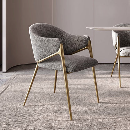 Modern Minimalist Square Curve Stainless Steel Lambswool Velvet Dining Chair Backrest Armrest For Dining Room