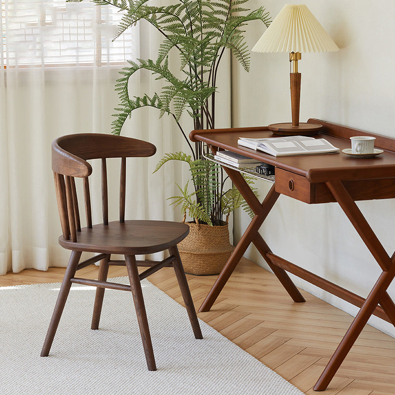 Traditional Vintage Square Arc Ash Wood Dining Chair Backrest For Dining Room