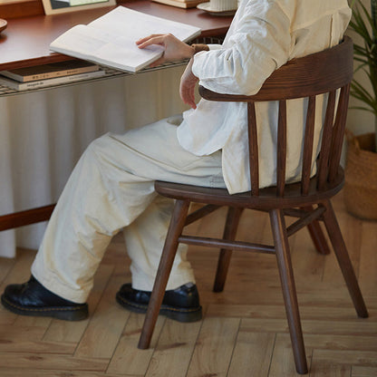 Traditional Vintage Square Arc Ash Wood Dining Chair Backrest For Dining Room