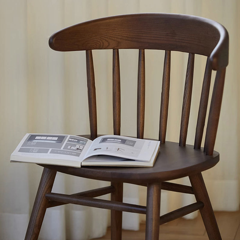 Traditional Vintage Square Arc Ash Wood Dining Chair Backrest For Dining Room