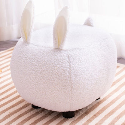 Contemporary Creative Cute Cartoon Kids Animal Oval Teddy Velvet Chair For Living Room