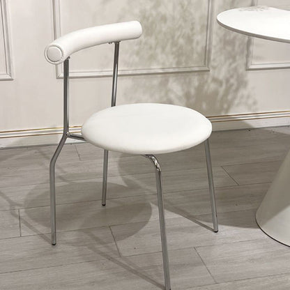 Modern Mid-Century Round Curve Carbon Steel Faux Leather Dining Chair Backrest For Dining Room
