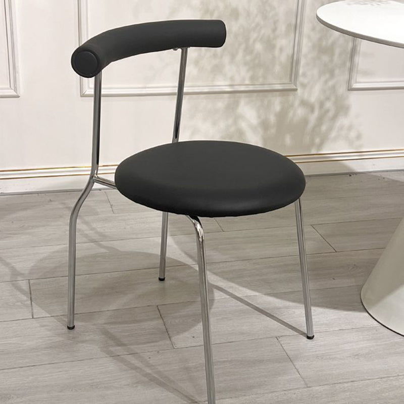 Modern Mid-Century Round Curve Carbon Steel Faux Leather Dining Chair Backrest For Dining Room