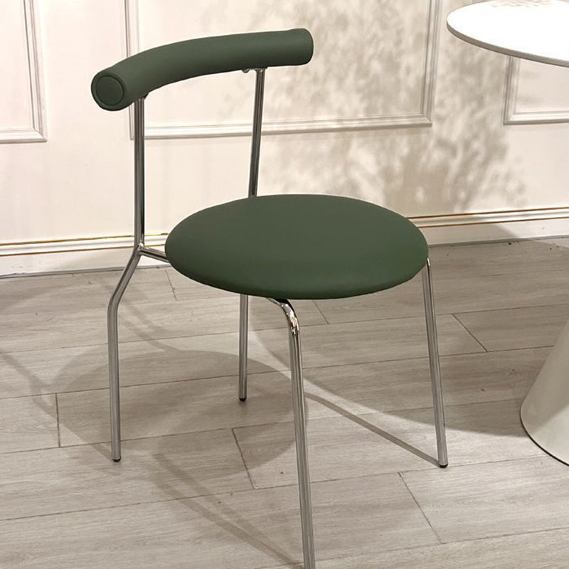 Modern Mid-Century Round Curve Carbon Steel Faux Leather Dining Chair Backrest For Dining Room