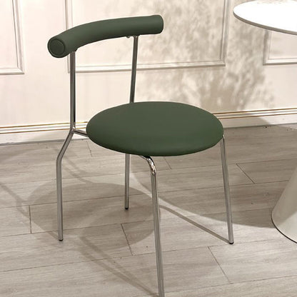 Modern Mid-Century Round Curve Carbon Steel Faux Leather Dining Chair Backrest For Dining Room