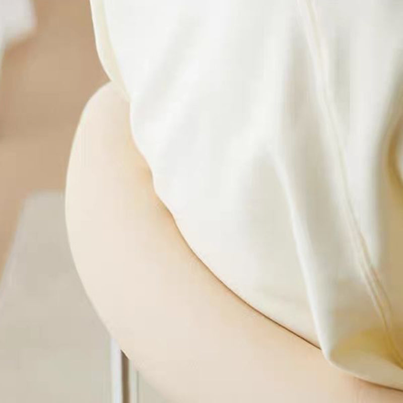 Modern Mid-Century Round Curve Carbon Steel Faux Leather Dining Chair Backrest For Dining Room