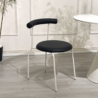 Modern Mid-Century Round Curve Carbon Steel Faux Leather Dining Chair Backrest For Dining Room