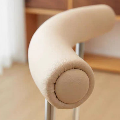 Modern Mid-Century Round Curve Carbon Steel Faux Leather Dining Chair Backrest For Dining Room