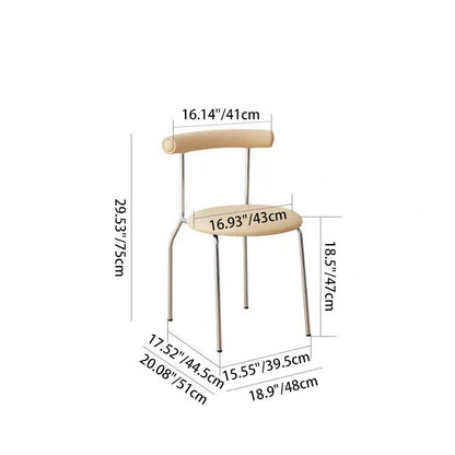 Modern Mid-Century Round Curve Carbon Steel Faux Leather Dining Chair Backrest For Dining Room