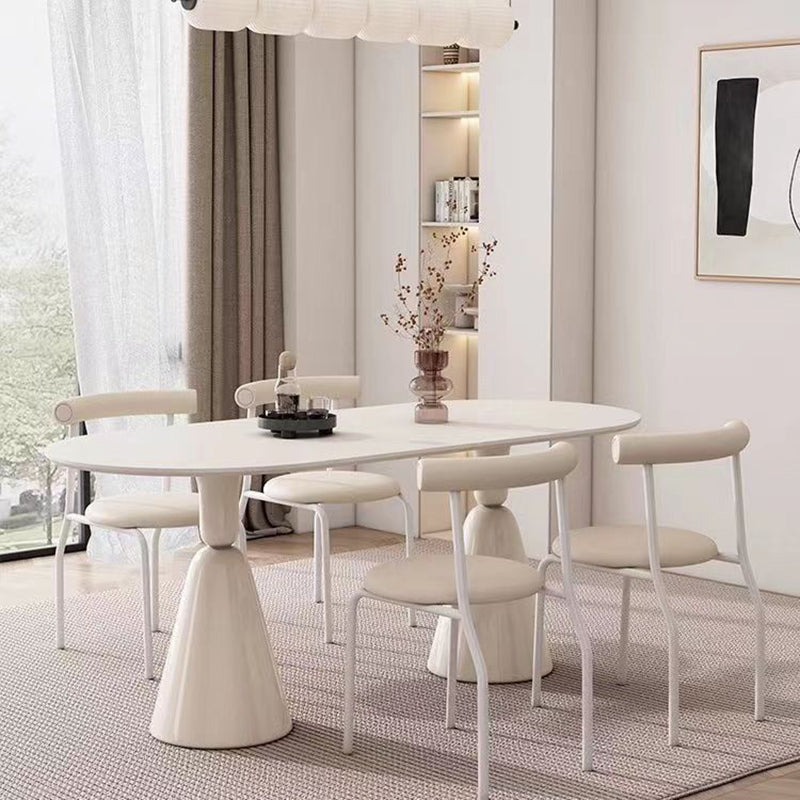 Modern Mid-Century Round Curve Carbon Steel Faux Leather Dining Chair Backrest For Dining Room