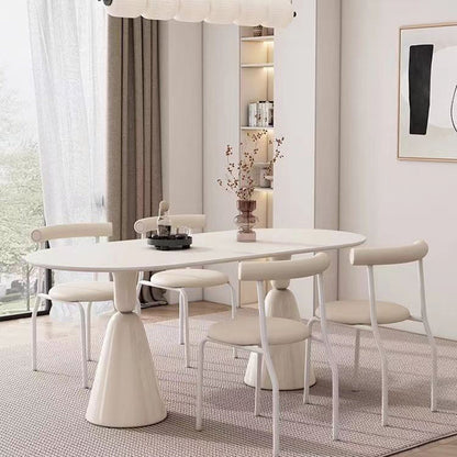 Modern Mid-Century Round Curve Carbon Steel Faux Leather Dining Chair Backrest For Dining Room