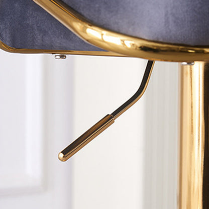 Contemporary Scandinavian Swivel Liftable Round Square Curve Metal Velvet Bar Stool Backrest Armrest For Dining Room