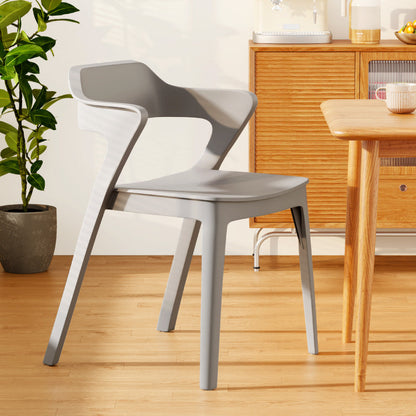 Contemporary Scandinavian Stackable Colorful Square Plastic Dining Chair Backrest Armrest For Dining Room