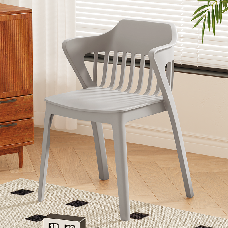 Contemporary Scandinavian Stackable Colorful Square Plastic Dining Chair Backrest Armrest For Dining Room