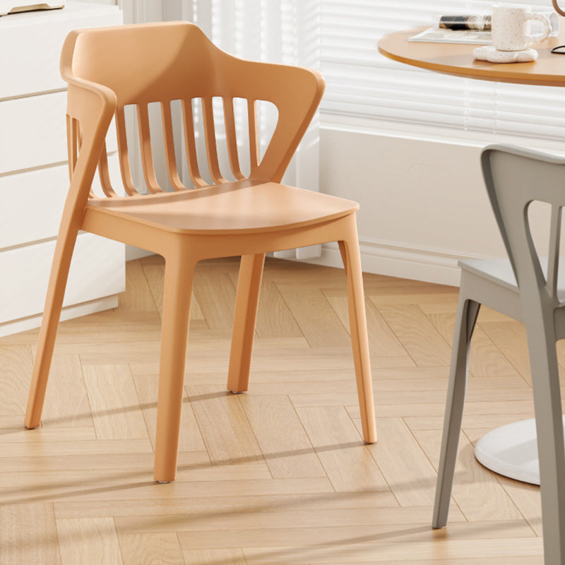 Contemporary Scandinavian Stackable Colorful Square Plastic Dining Chair Backrest Armrest For Dining Room