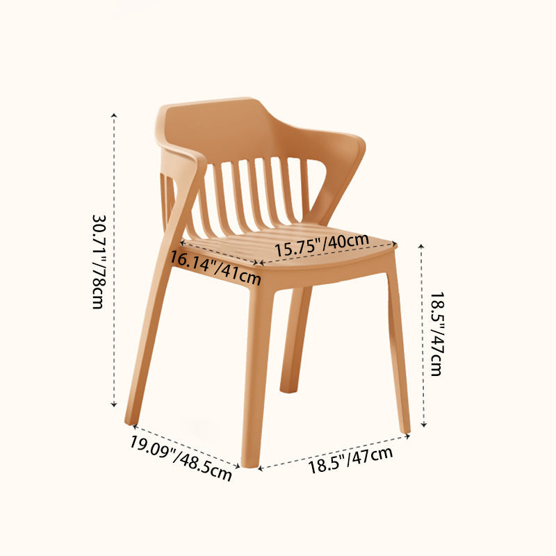 Contemporary Scandinavian Stackable Colorful Square Plastic Dining Chair Backrest Armrest For Dining Room