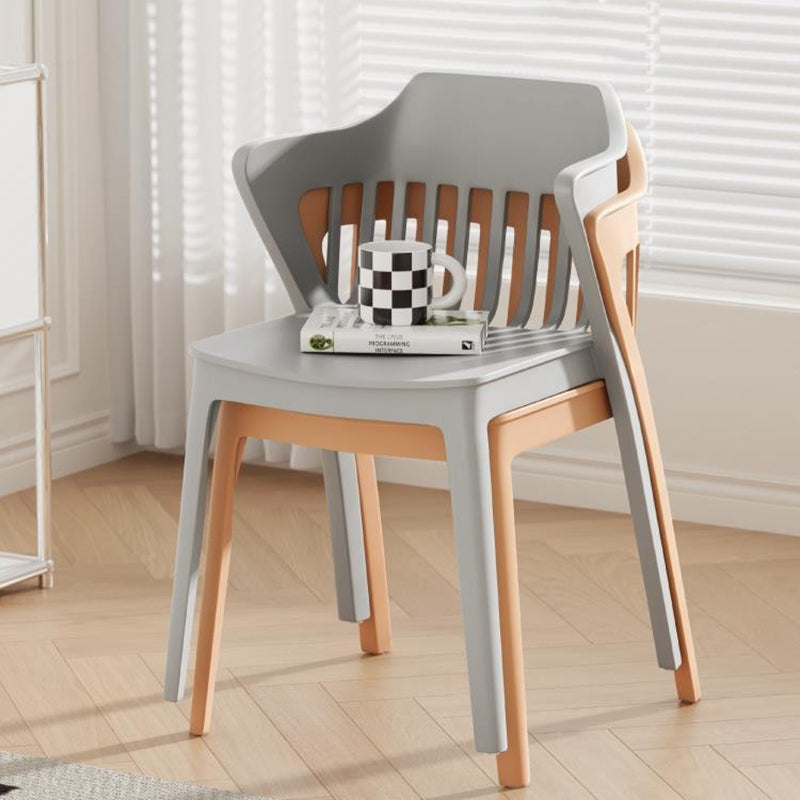Contemporary Scandinavian Stackable Colorful Square Plastic Dining Chair Backrest Armrest For Dining Room