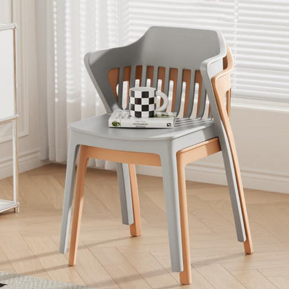Contemporary Scandinavian Stackable Colorful Square Plastic Dining Chair Backrest Armrest For Dining Room