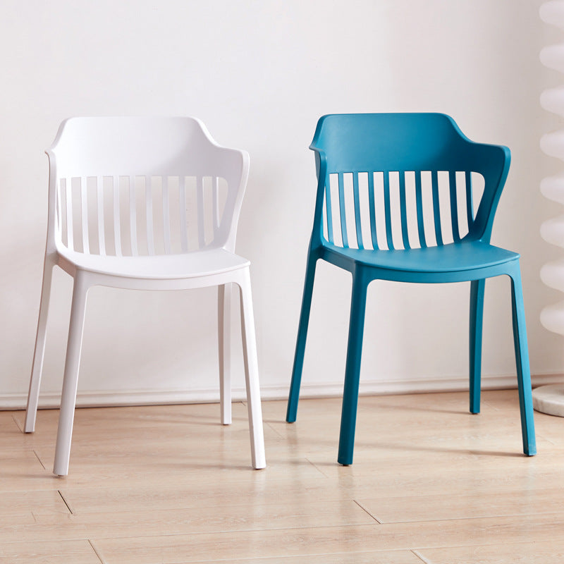 Contemporary Scandinavian Stackable Colorful Square Plastic Dining Chair Backrest Armrest For Dining Room