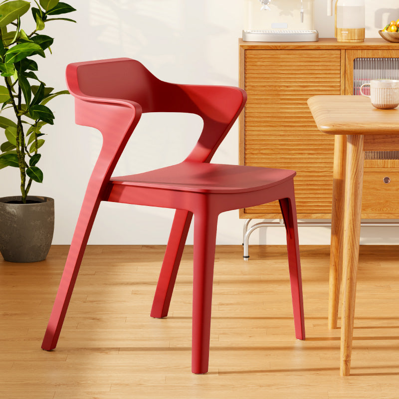 Contemporary Scandinavian Stackable Colorful Square Plastic Dining Chair Backrest Armrest For Dining Room