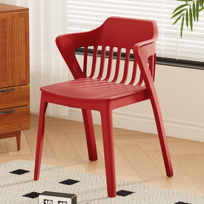Contemporary Scandinavian Stackable Colorful Square Plastic Dining Chair Backrest Armrest For Dining Room
