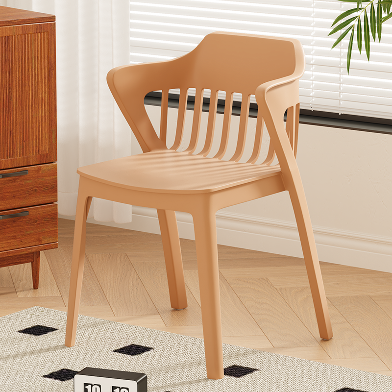 Contemporary Scandinavian Stackable Colorful Square Plastic Dining Chair Backrest Armrest For Dining Room