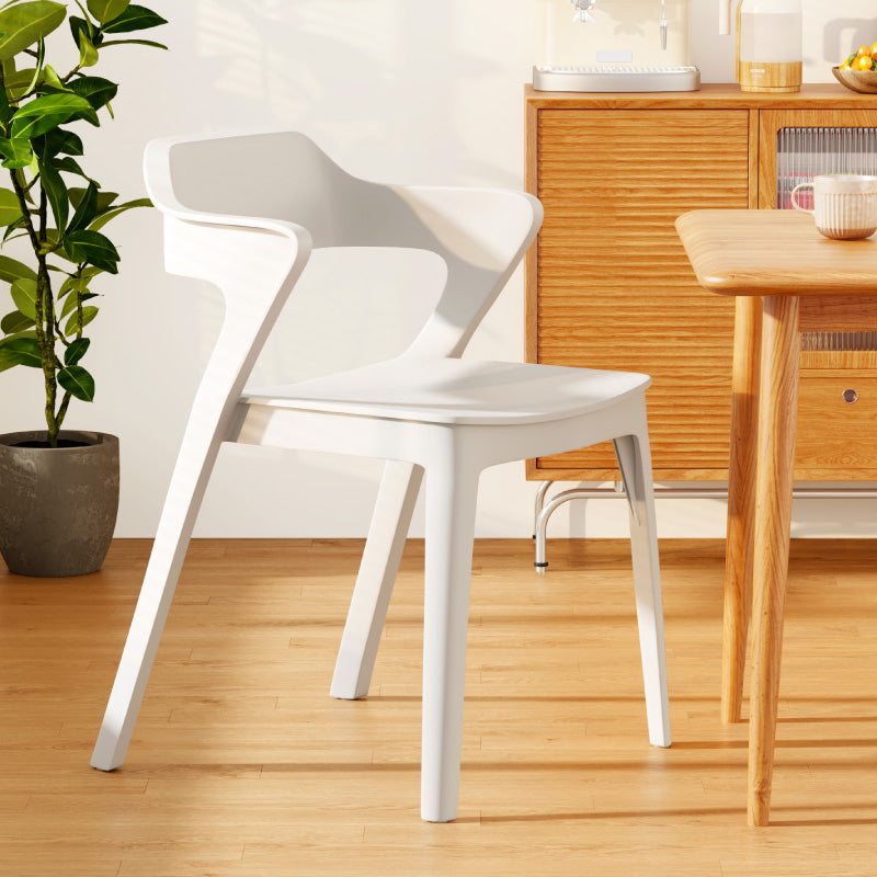 Contemporary Scandinavian Stackable Colorful Square Plastic Dining Chair Backrest Armrest For Dining Room